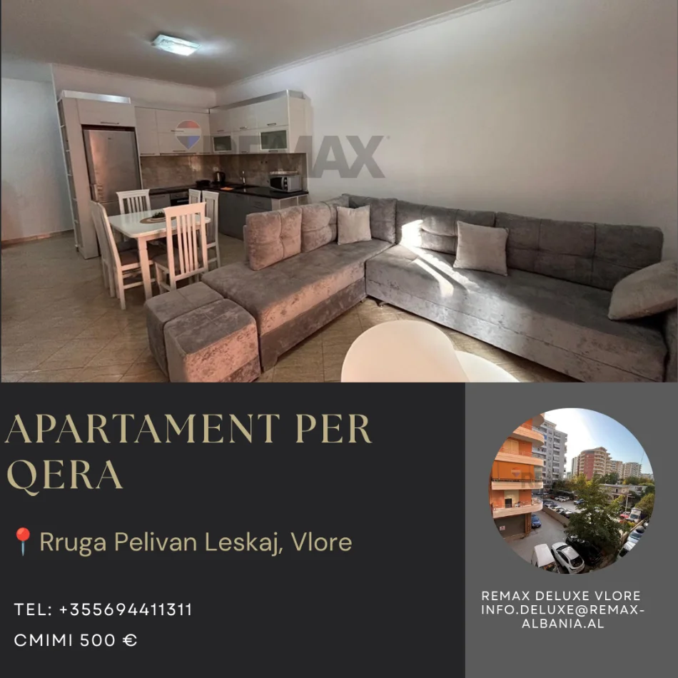 Vlore - Lungomare, jepet me qera apartament 2+1 Kati 3, 80 m² 500 € (Rruga Pelivan Leskaj, Vlorë)