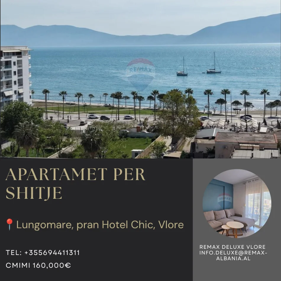 Vlore - Lungomare, shitet apartament 1+1+Ballkon Kati 6, 70 m² 160.000 € (Lungomare,pran Hotel Chic, Vlorë)