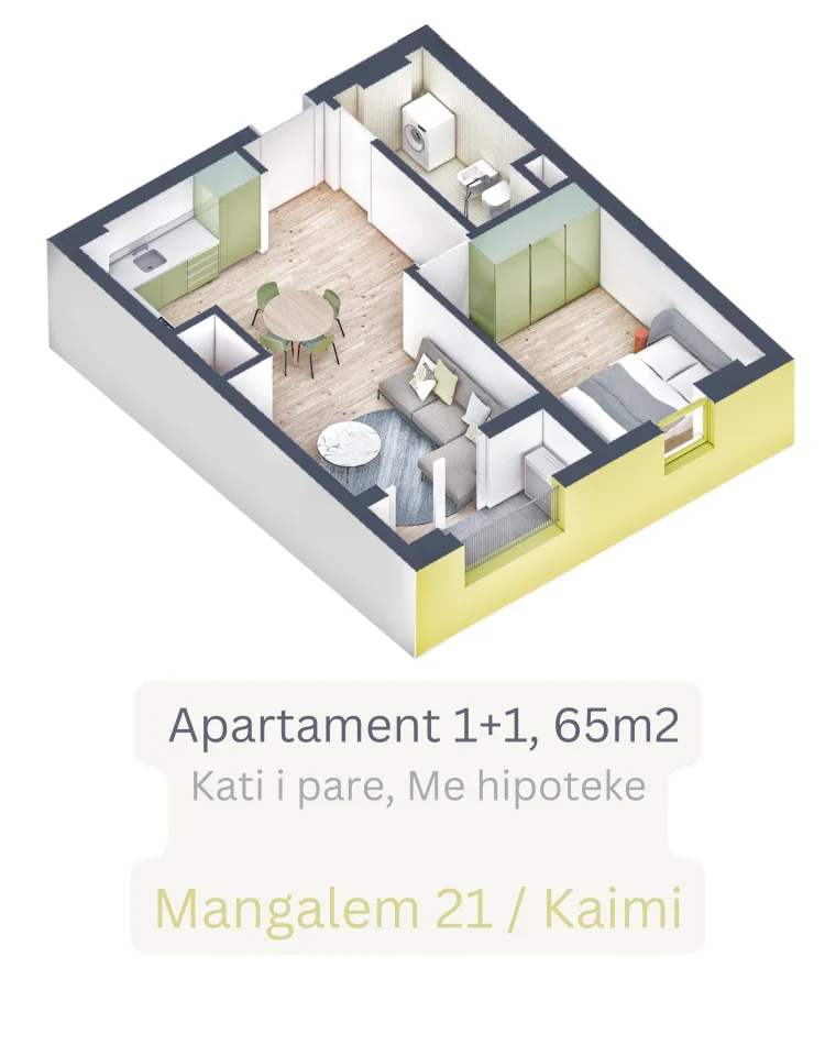 Tirane, shes apartament 1+1 Kati 0, 65 m² 78.000 € (Ali Demi)