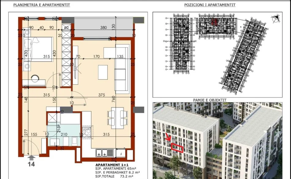 Tirane, shitet apartament 1+1+Ballkon Kati 4, 74 m² 148.000 € 