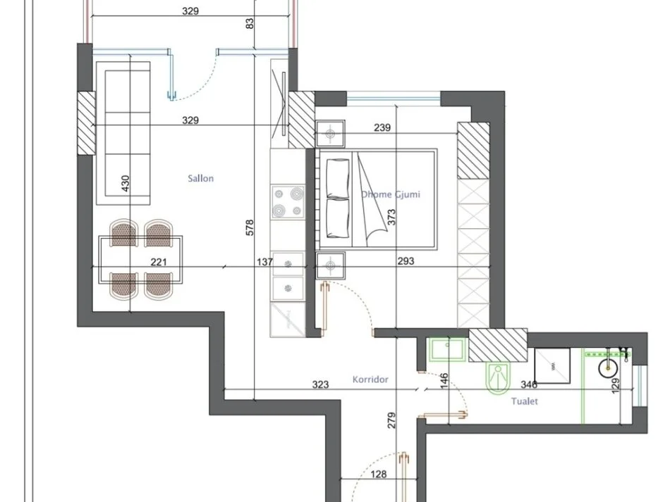 Tirane, shitet apartament 1+1 Kati 7, 60 m² 93.000 € 