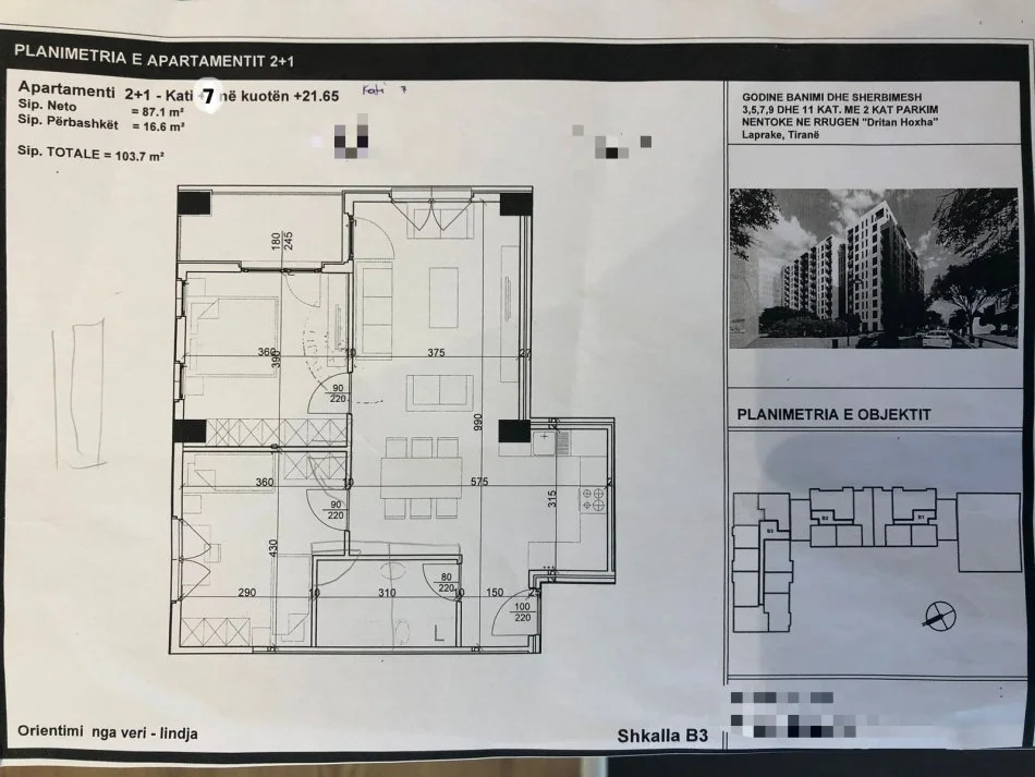 Shitet Apartament 2+1, Kompleksi Aura, Rruga Dritan Hoxha