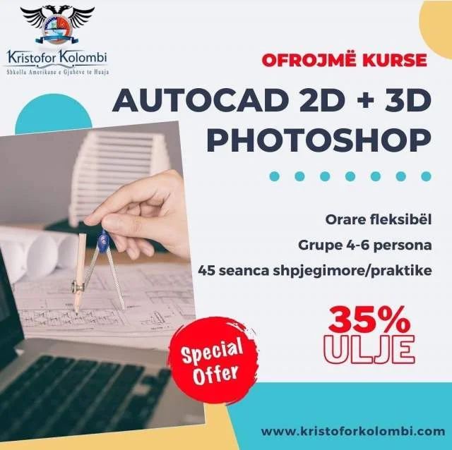 Tirane, ofrojme kurse kompjuteri AutoCad Autocad 2D+ 3D - Photoshop