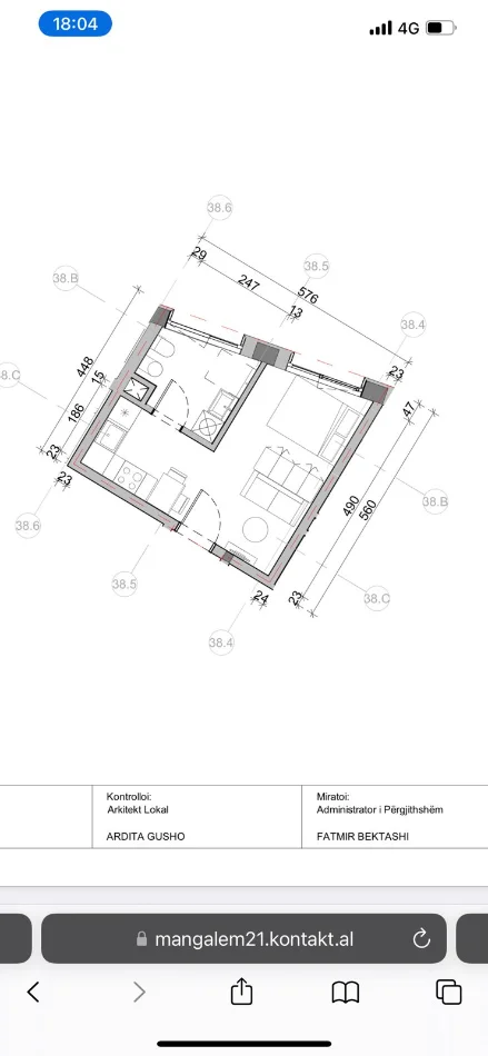 Tirane, shitet garsonier 1+1 Kati 6, 30 m² 75.000 € (Kompleksi Mangalem 21, Ali Demi)