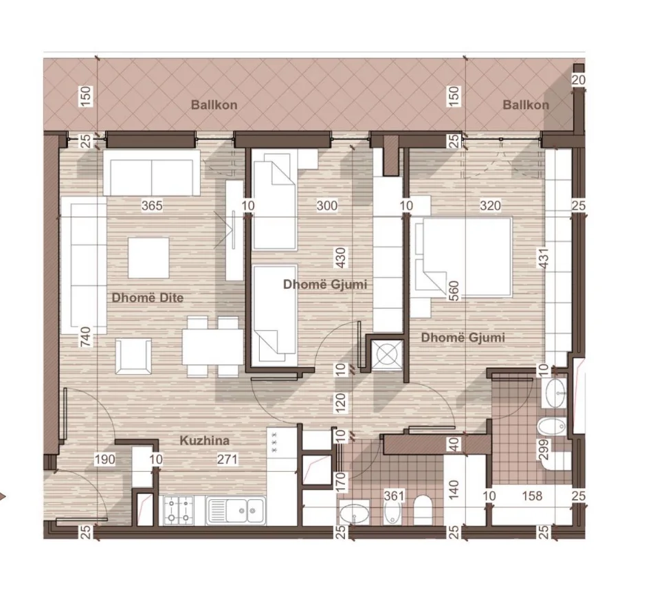 Tirane, shitet apartament 2+1 Kati 8, 109 m² 145.800 € 