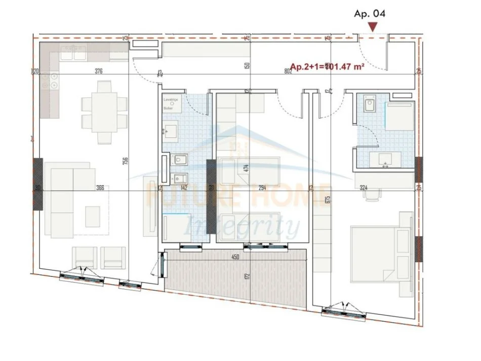 Tirane, shitet apartament 2+1+Ballkon Kati 1, 117 m² 128.920 € (RingSide Rezidence 3)