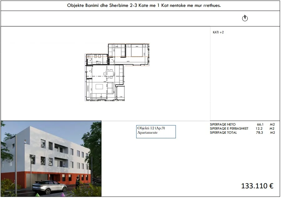 Tirane, shitet apartament 1+1 Kati 2, 78 m² 133.110 € (Seit Bathorja)