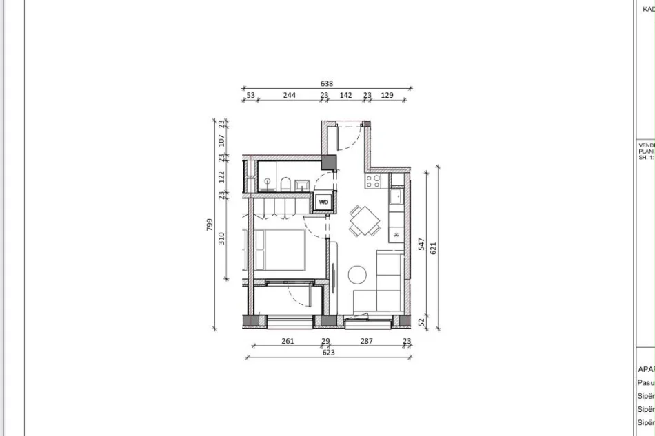 Tirane, shitet apartament 1+1+Aneks+Ballkon Kati 6, 47 m² 85.000 € (rruga ali demi)
