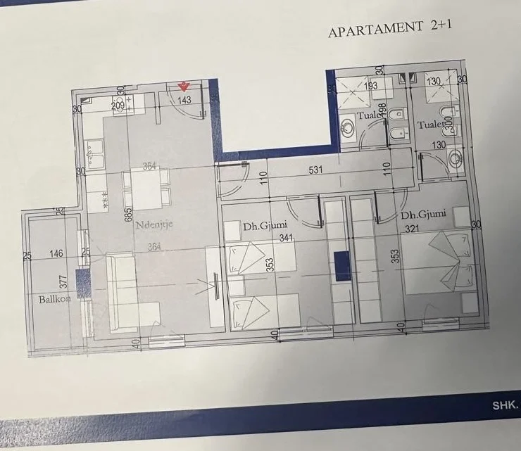 Tirane, shitet apartament 2+1+Ballkon , 95 m² 130.000 € (Tirana Entry 2, Ish Dogana)