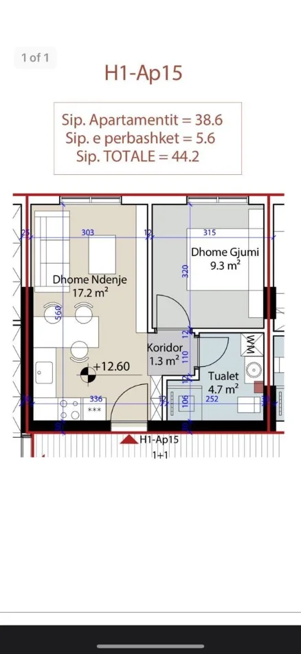 Gjiri Lalezit | Hamallaj, shitet apartament 1+1 Kati 4, 45 m² (Porto Lalzi)