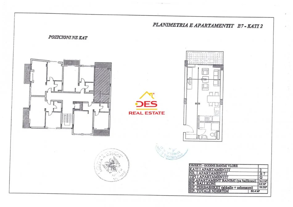 Vlore, shitet vetem 1 dhome 1+1+Ballkon Kati 2, 50 m² 105.000 €