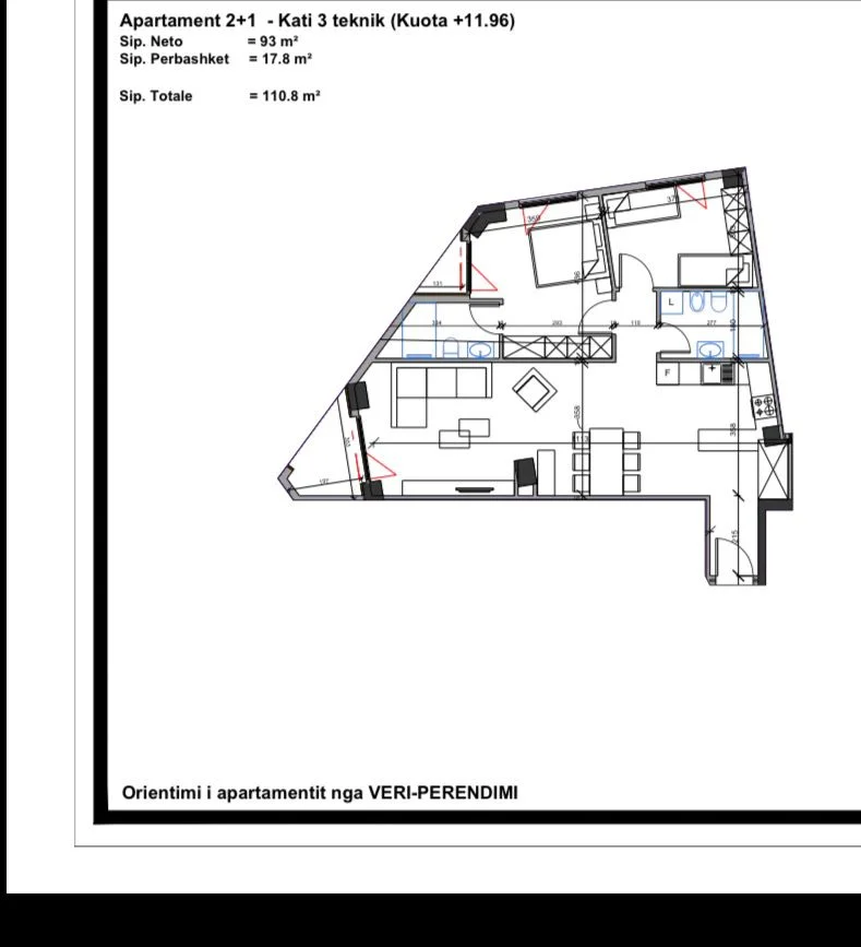 Tirane, shitet apartament 2+1 Kati 3, 111 m² 220.000 € (Shkolla baletit)