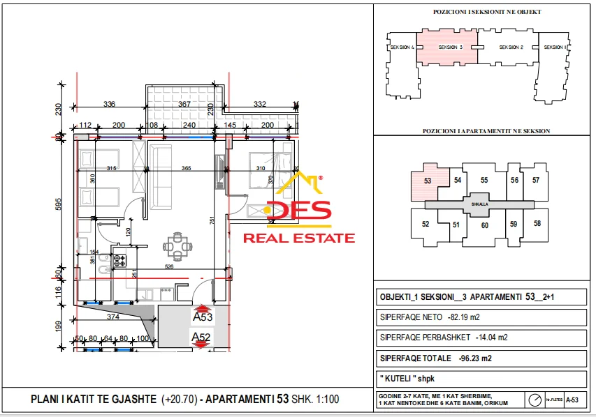 Vlore, shitet apartament 2+1+Ballkon Kati 6, 96 m² (Orikum)