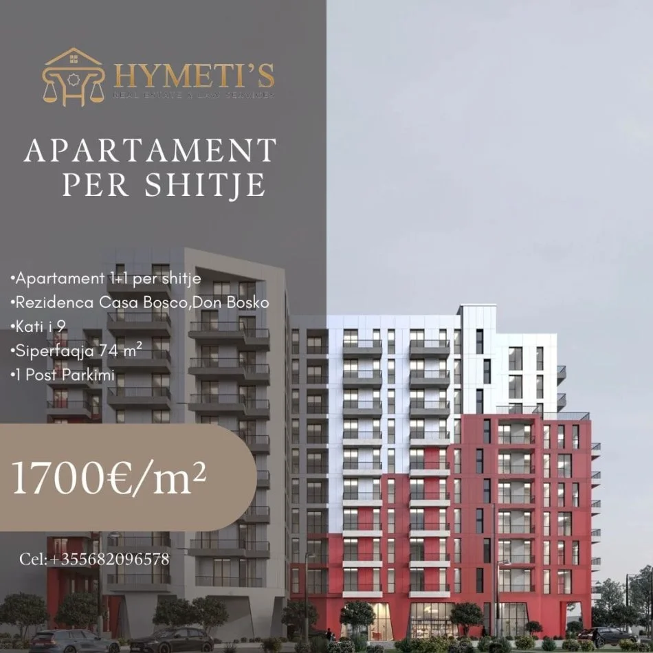 Tirane, shitet apartament 1+1 Kati 9, 74 m²