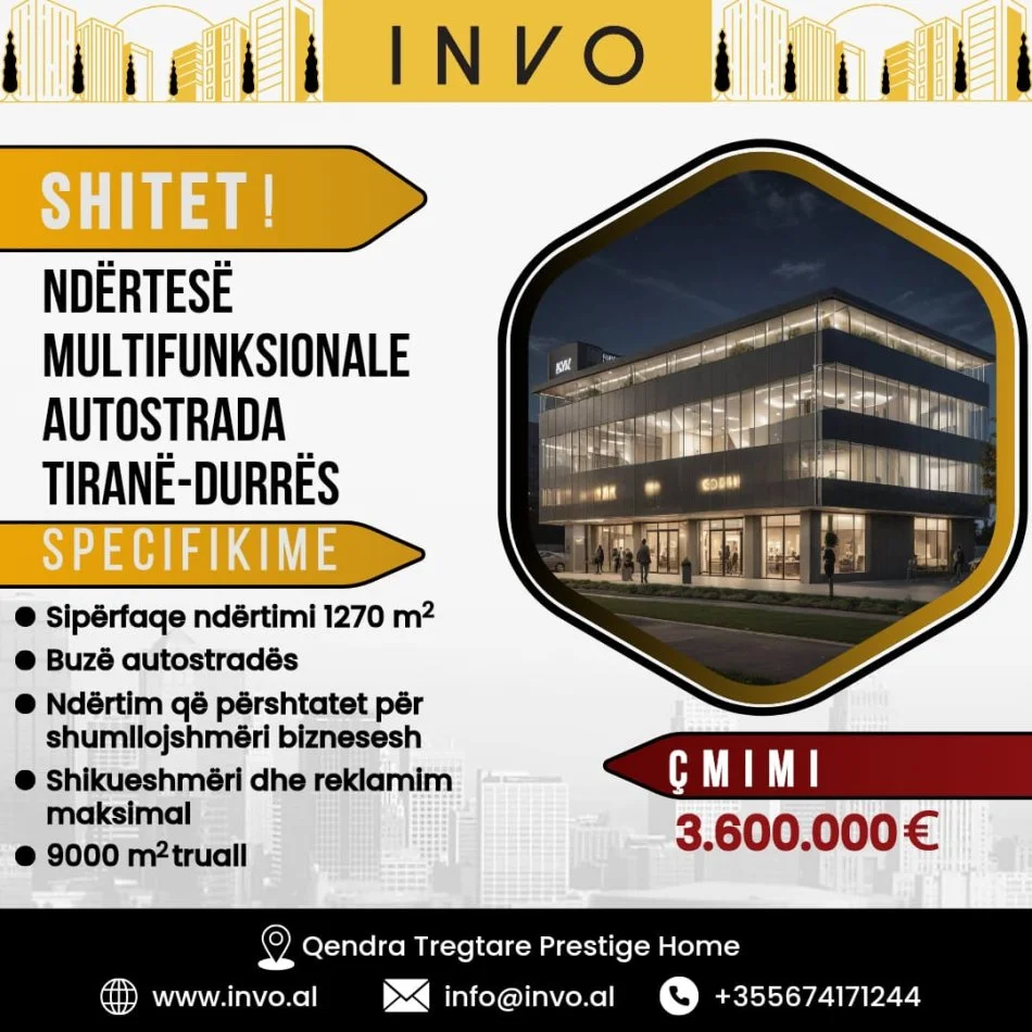 Tirane, shitet ambjent biznesi , 9.000 m² 3.600.000 € (AUTOSTRADA TIRANE - DURRES)