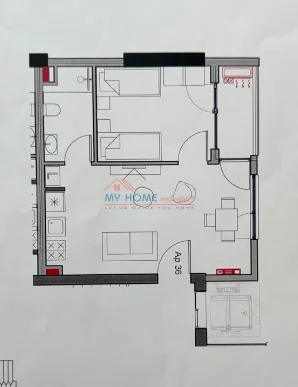 Tirane, shitet apartament 1+1+Ballkon Kati 7, 54 m² 125.000 € (Rruga e Kavajes)