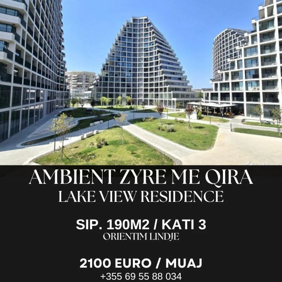 Tirane, jepet me qera zyre Kati 3, 190 m² 2.100 € (Rr. Kristo Luarasi / Liqeni Artificial)
