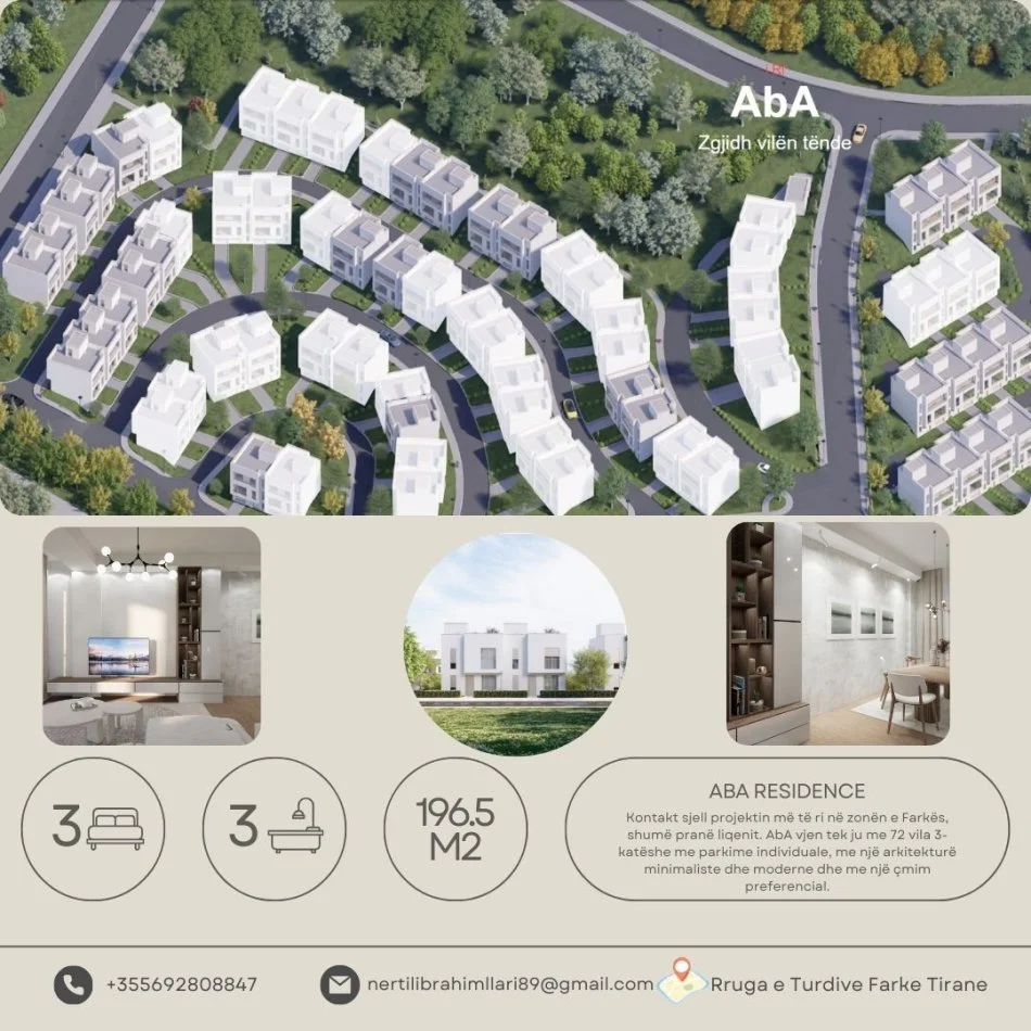 Tirane, shes Vile 3 Katshe Kati 3, 196 m² 360.000 € (Rruga e Turdive Farke Tirane)