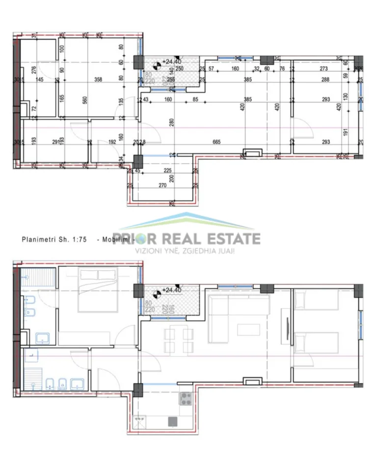Tirane, shitet apartament 2+1+2  Kati 8, 97 m² (Komuna e Parisit), 290.000euro