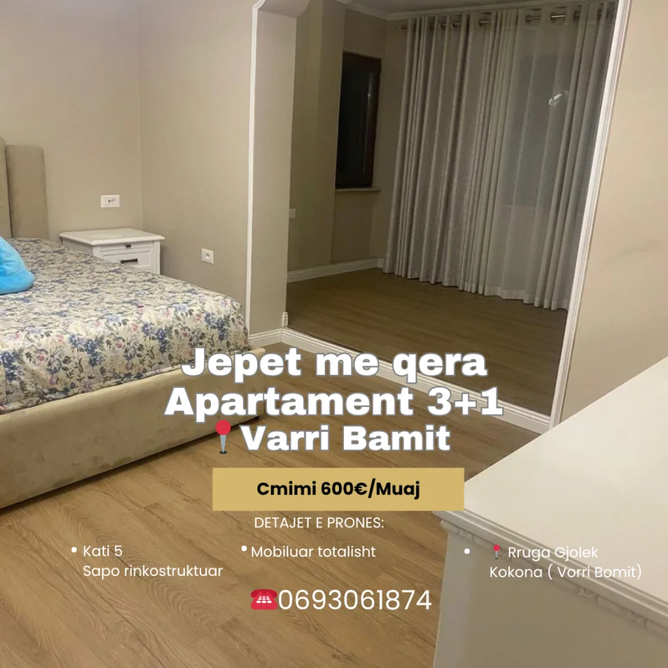 Tirane, jepet me qera apartament 2+1+Aneks+Ballkon Kati 2, 85 m² 500 € (Kopshti zoologjik)