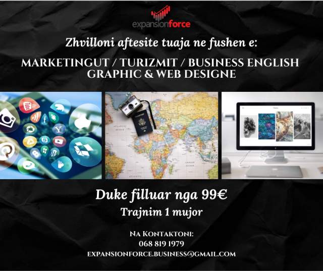 Tirane, ofrojme trajnime  si me poshte: Marketing, Web Design, Turizem, Business English, etj.