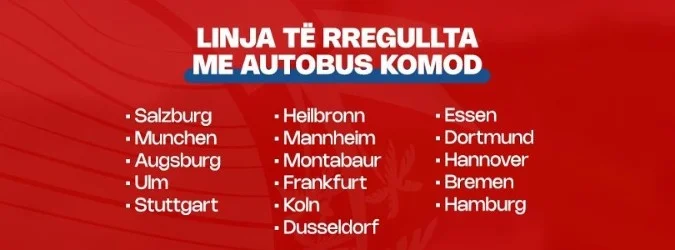 Tirane, oferte Linja të rregullta me autobus komod nga plotë vende të Gjermanisë.