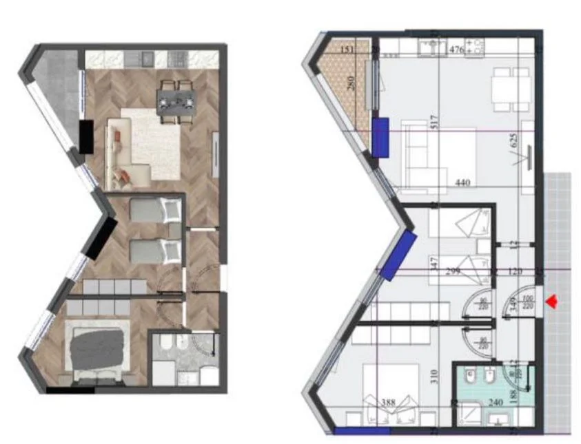 Tirane, shitet apartament 2+1 Kati 6, 88 m² 165.000 € (Zogu i Zi)