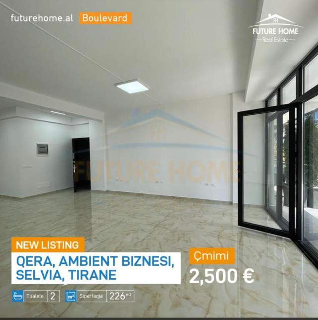 Tirane, jepet me qera ambjent biznesi Kati 0, 226 m² 2.500 Euro (Selvia)
