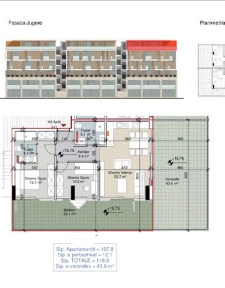 Durres, shitet apartament+verande | Penthouse 2+1 Kati 6, 133 m² 
