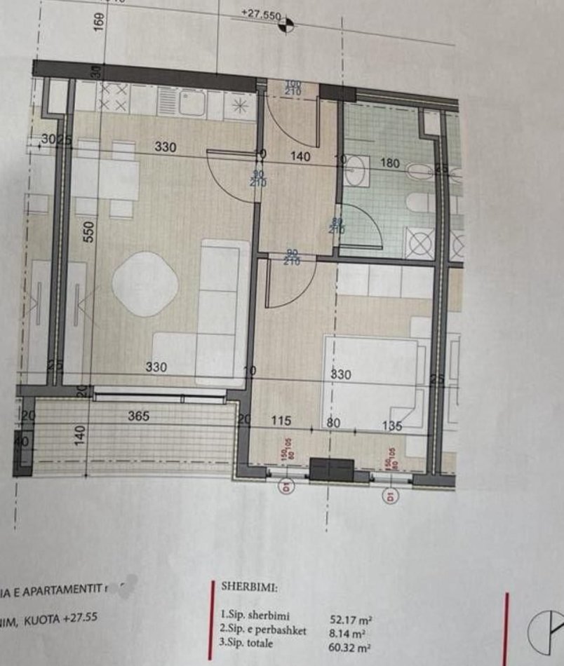 Tirane, shes apartament 1+1+Ballkon Kati 8, 60 m² 93.000 € (Ish Parku i Autobuzave)