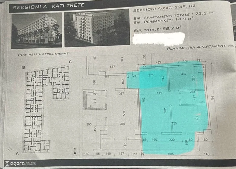 Durres, shitet apartament 2+1 Kati 3, 88 m² 123.500 € (golem)