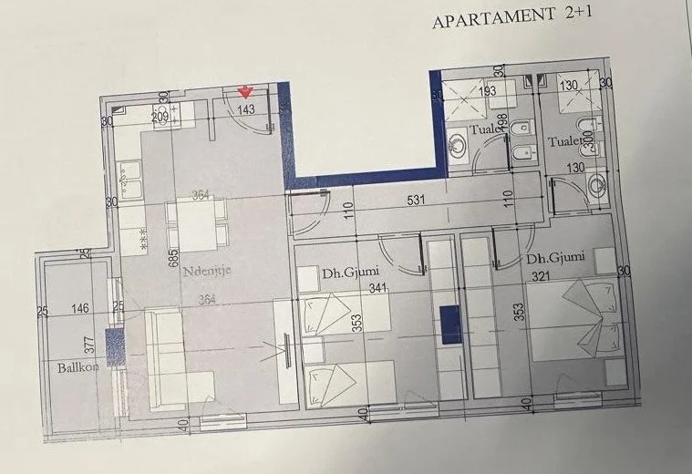 Tirane, shitet apartament 2+1+Ballkon Kati 7, 95 m² 113.880 € (Tirana Entery 2)