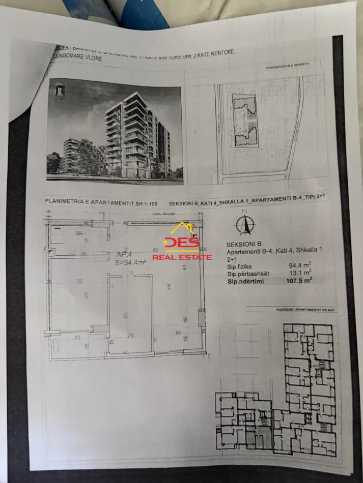 Vlore, shitet apartament 2+1+Ballkon Kati 3, 107 m² (Lungomare, Vlorë)