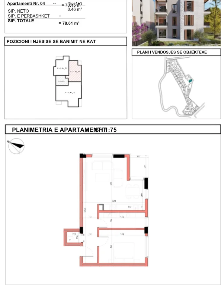 Tirane, shitet apartament 1+1 Kati 0, 78 m² 188.000 € 