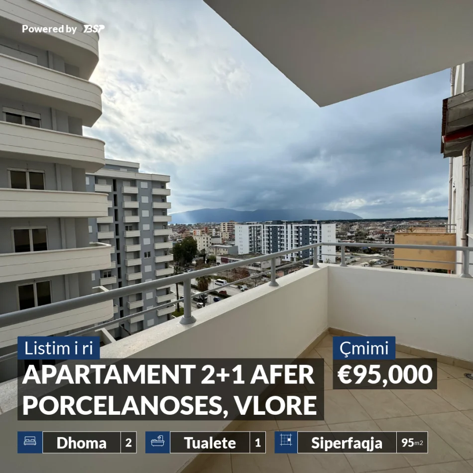 Vlore, shitet apartament 2+1+Ballkon , 95 m² 95.000 € (PORCELANOSA)