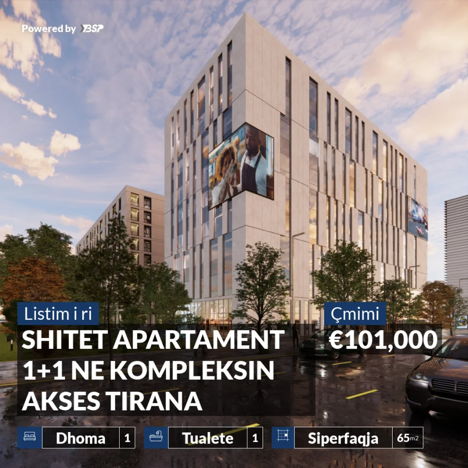 Tirane, shitet apartament 1+1+Ballkon , 65 m² 101.000 € (TIRANA DOGANA)