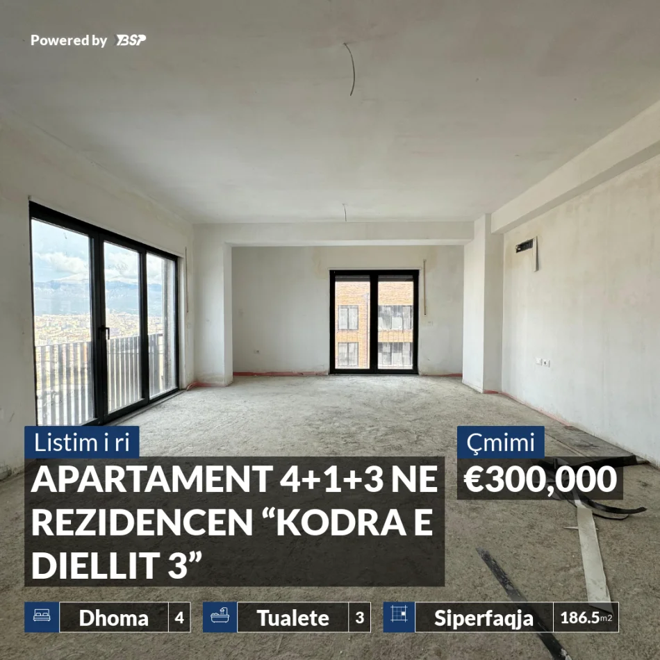 Tirane, shitet apartament 4+1+Aneks+Ballkon Kati 4, 186 m² 300.000 € (KODRA E DIELLIT 3)