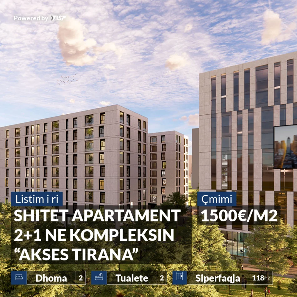 Tirane, shitet apartament 2+1+Aneks+Ballkon , 117 m² 176.250 € (AKSES TIRANA)