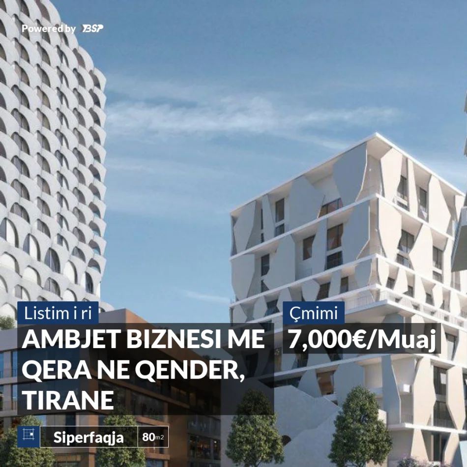 Tirane, jepet me qera ambjent biznesi Kati 0, 80 m² 7.000 € (QENDER TIRANE)