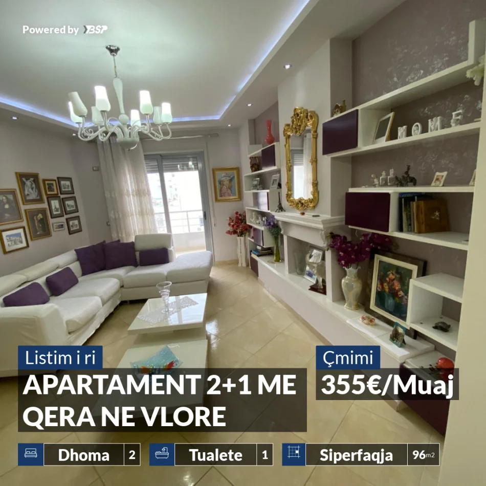 Vlore, jepet me qera apartament 2+1+Ballkon , 96 m² 350 € (SHKOLLA ALI DEMI VLORE)