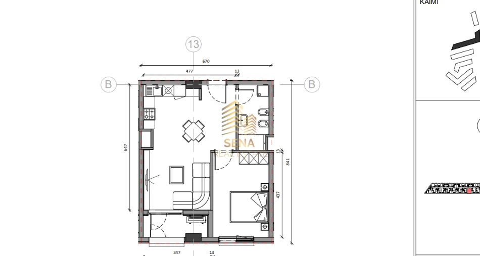 Tirane, shitet apartament 1+1+Ballkon Kati 4, 63 m² 122.000 € (Ali Demi, Rezidenca Kaimi)