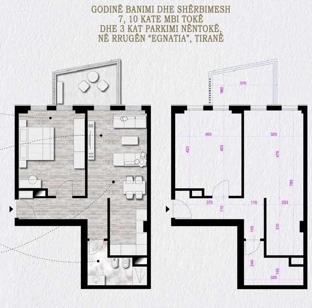 Tirane, shes apartament 1+1+Ballkon Kati 9, 78 m² 148.000 € (Don Bosko)