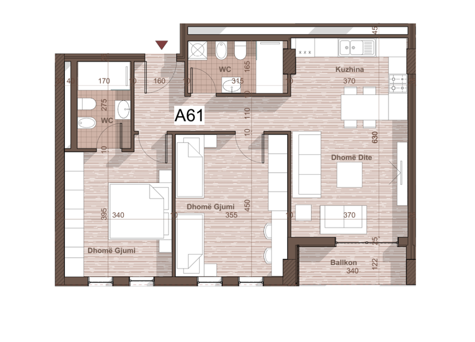 Tirane, shes apartament 2+1+Ballkon Kati 6, 99 m² 99.430 € (Univers City)