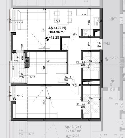 Tirane, shes apartament 2+1+Ballkon Kati 3, 103 m² 146.000 € (Ish Fusha e Aviacionit)