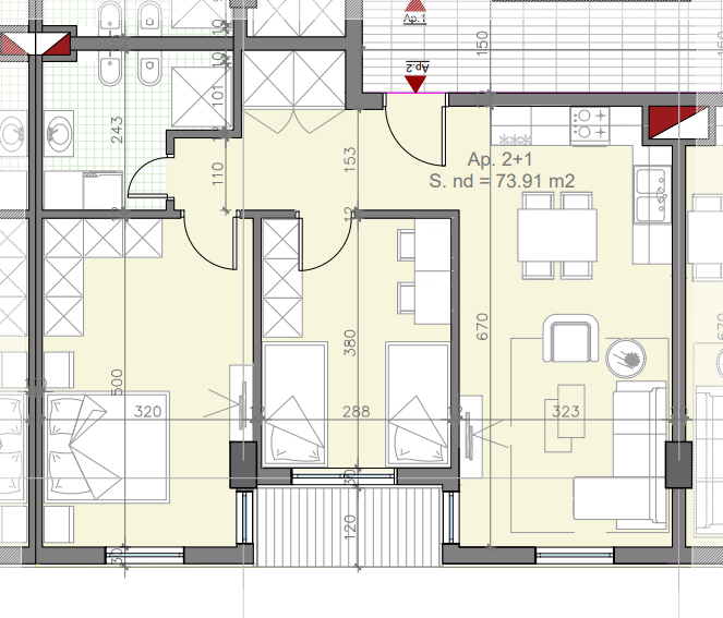Tirane, shes apartament 2+1+Ballkon Kati 2, 84 m² 125.000 € (Univers City)