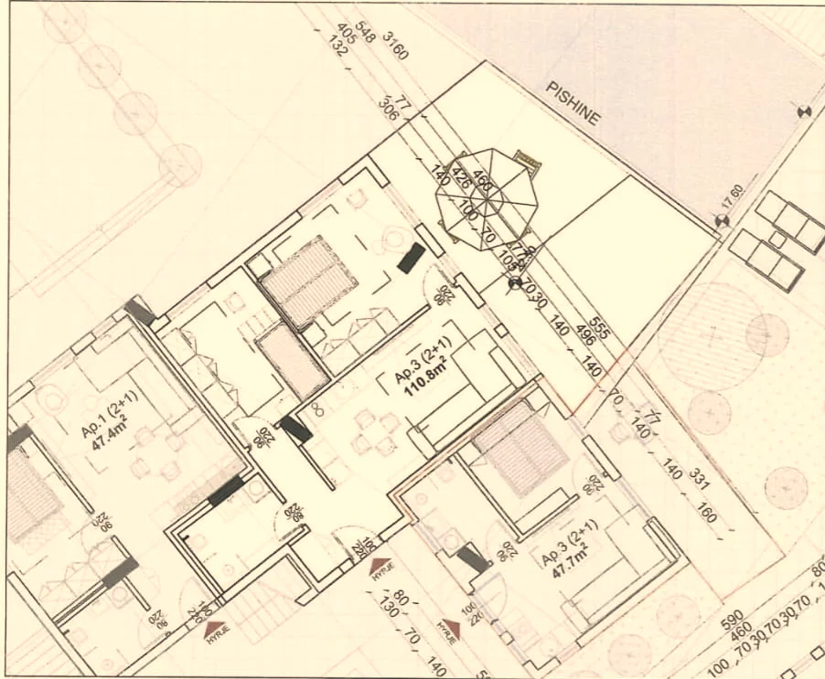 Dhermi - Palase, shes apartament 2+1+Ballkon Kati 0, 127 m² (Rezidenca Santorini 2, Dhermi)