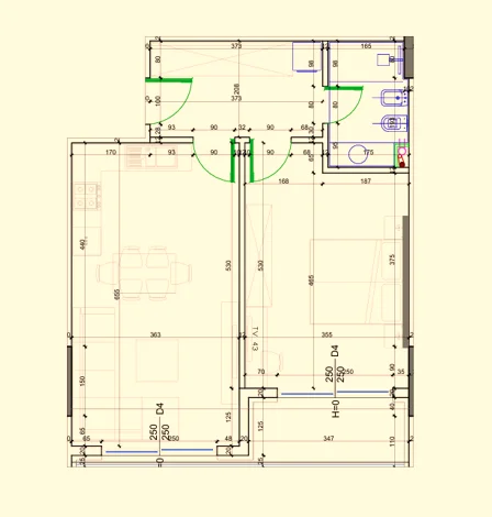 Golem, shes apartament 1+1+Ballkon Kati 1, 79 m² 95.000 € (Liburna Residence, Golem)