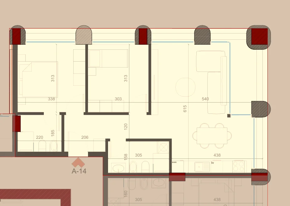 Tirane, shes apartament 2+1+Ballkon Kati 3, 115 m² 299.500 € (Nomad Building)