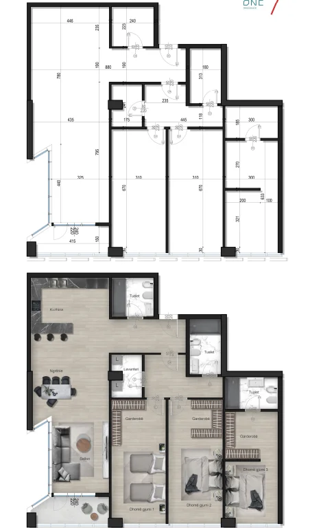 Tirane, shes apartament 3+1+Ballkon Kati 8, 192 m² 965.000 € (The One Residence)