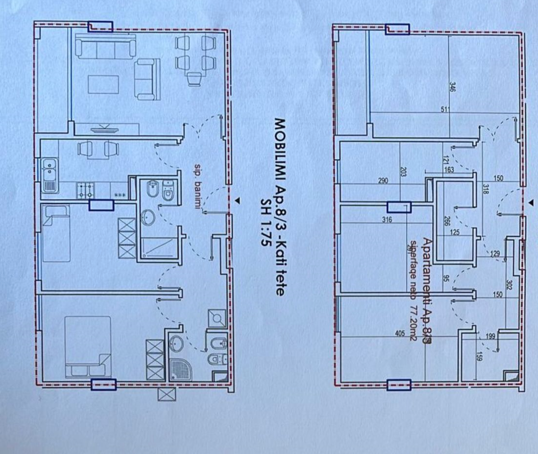 Tirane, shes apartament 2+1+Ballkon Kati 8, 77 m² 135.000 € (Astir)